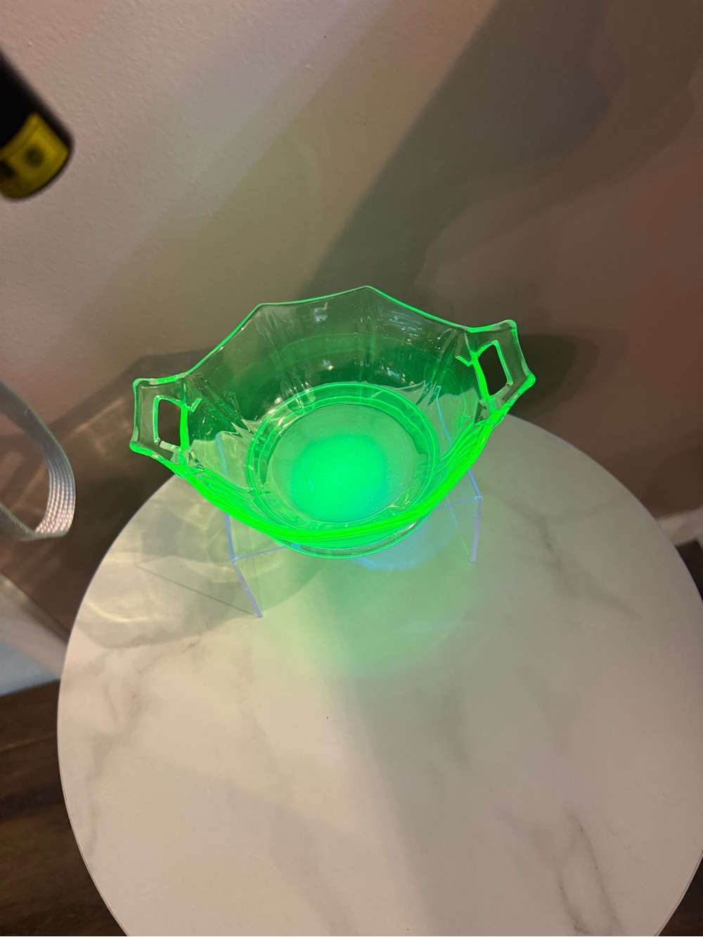 Uranium Glass Bowl with Handles